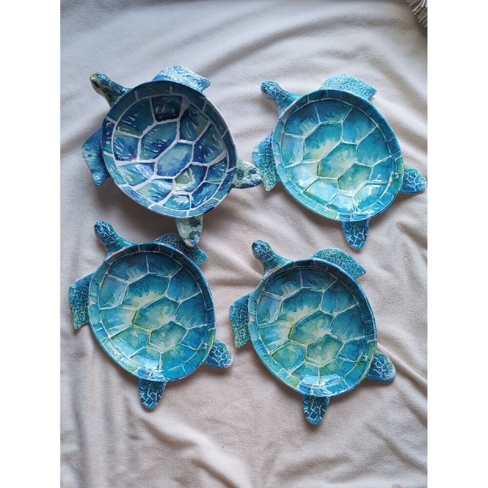 Pier 1 Melamine Sea Turtle 3 Plates And Bowl Set Coastal Decor